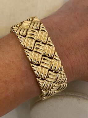 Ross Simons Sterling Silver Gold Wash Basket Weave Bracelet 925